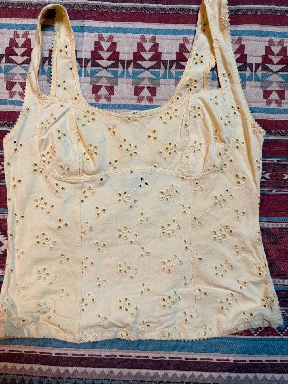 Free People yellow Tank with Floral Cutouts size large